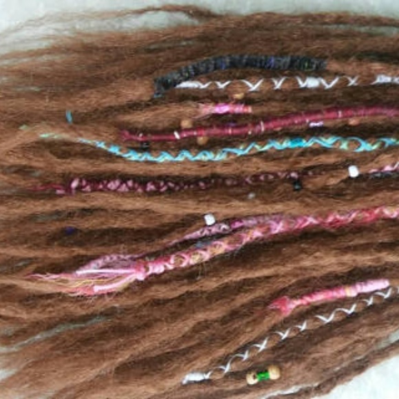 double ended brown dreadlocks with dreadwraps yarn main image 5